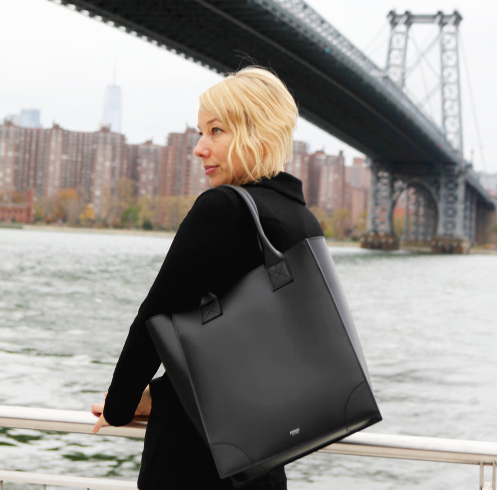 Structured tote bag leather Clearance