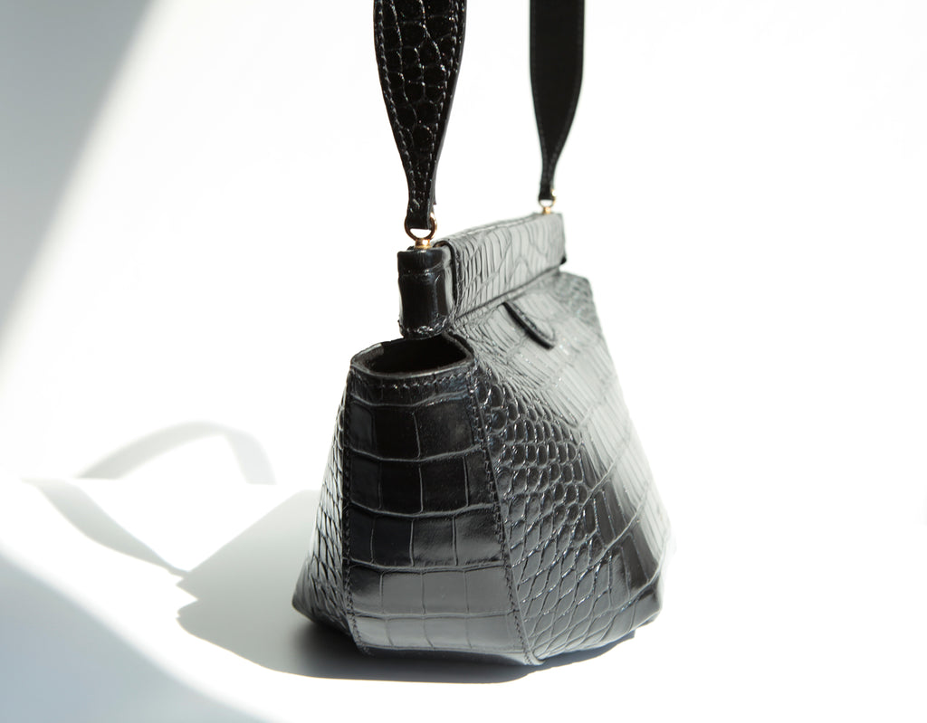The Phoebe Shoulder Bag in Croc-Embossed Leather